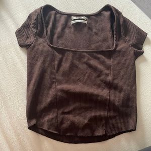 Urban outfitters UO Meg square neck brown crop top